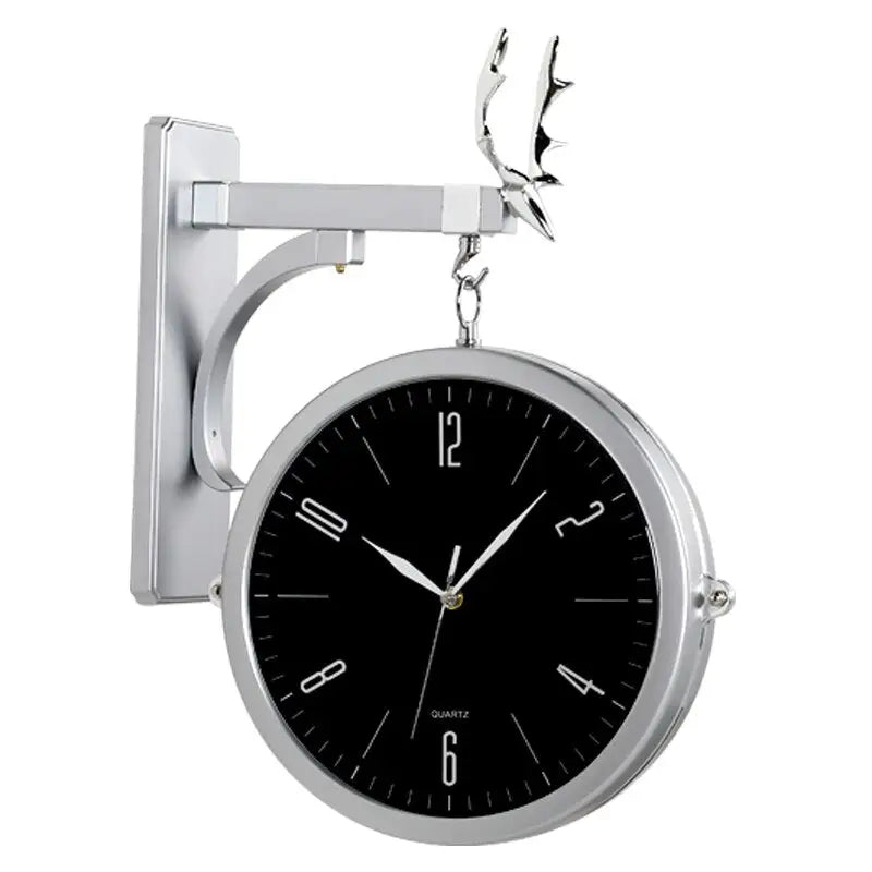 Horloge Double Face Moderne - Horloges murales - Style Argent Noir