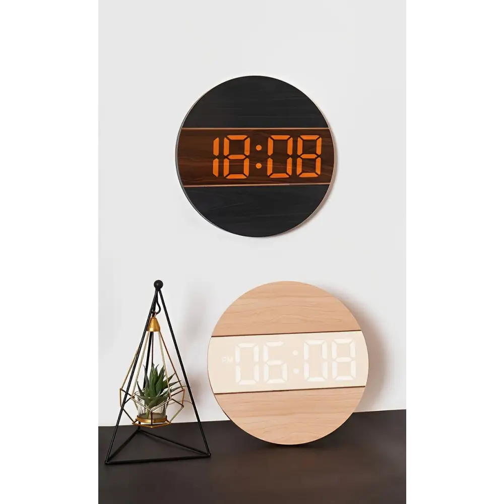 Horloge Murale LED en Bois - Horloges murales